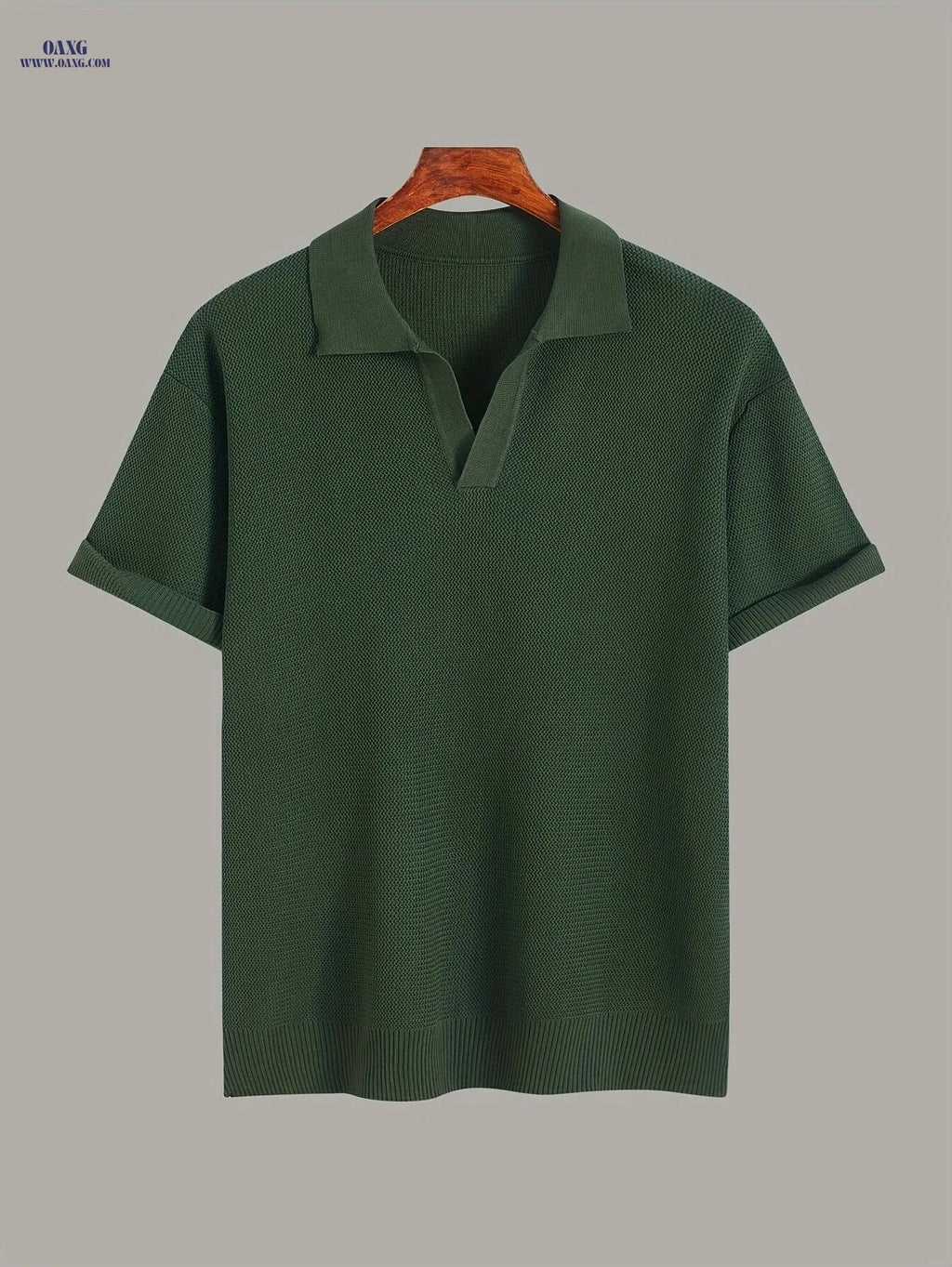 Xingfan Men's Knit Sweater - Trendy Lapel Short-Sleeve Fashion Top   OAXG 