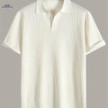 Xingfan Men's Knit Sweater - Trendy Lapel Short-Sleeve Fashion Top   OAXG White / FR S
