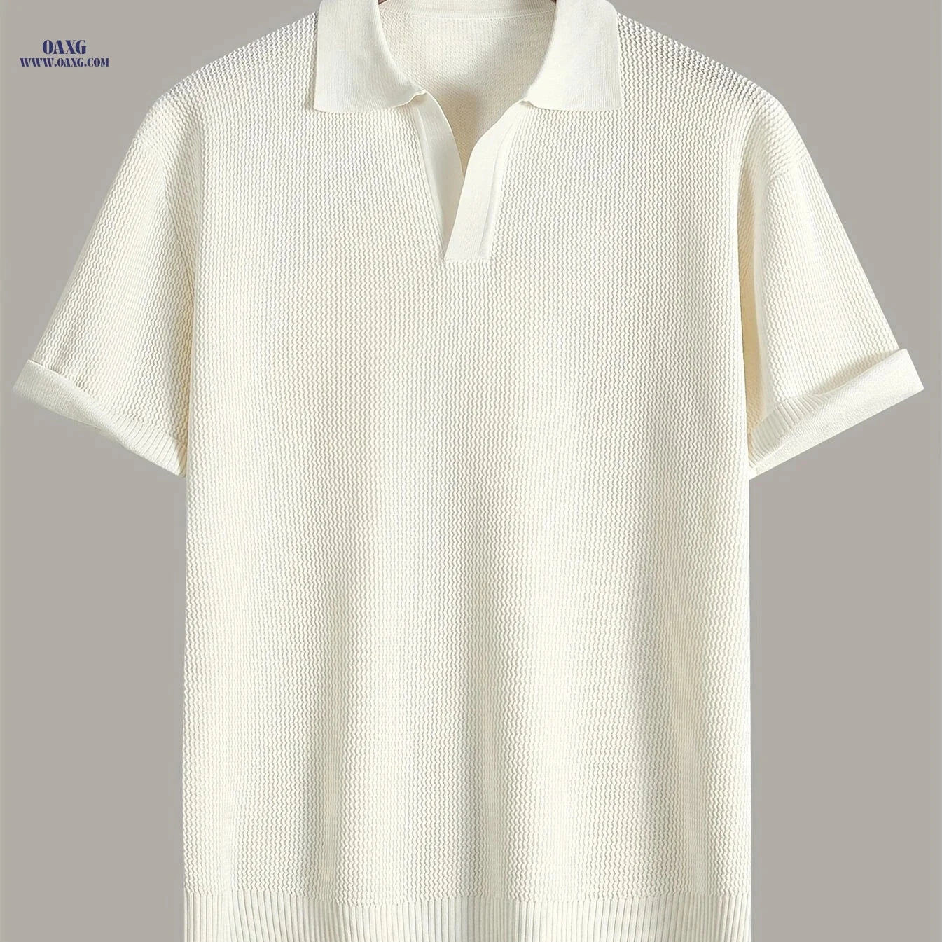 Xingfan Men's Knit Sweater - Trendy Lapel Short-Sleeve Fashion Top   OAXG White / FR S