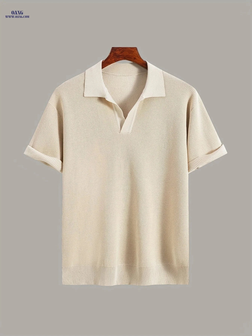 Xingfan Men's Knit Sweater - Trendy Lapel Short-Sleeve Fashion Top   OAXG White / FR S