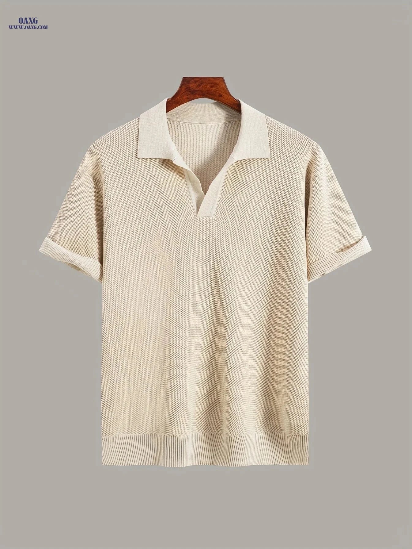 Xingfan Men's Knit Sweater - Trendy Lapel Short-Sleeve Fashion Top   OAXG White / FR S