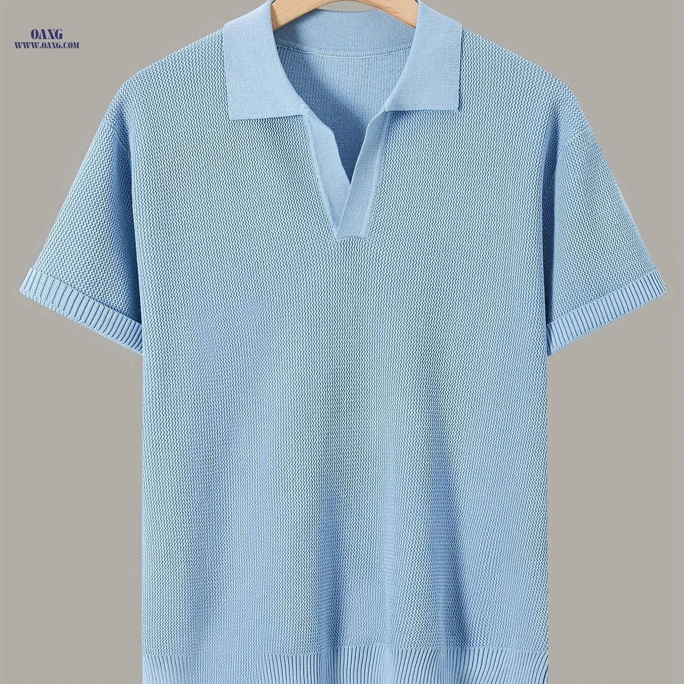 Xingfan Men's Knit Sweater - Trendy Lapel Short-Sleeve Fashion Top   OAXG 