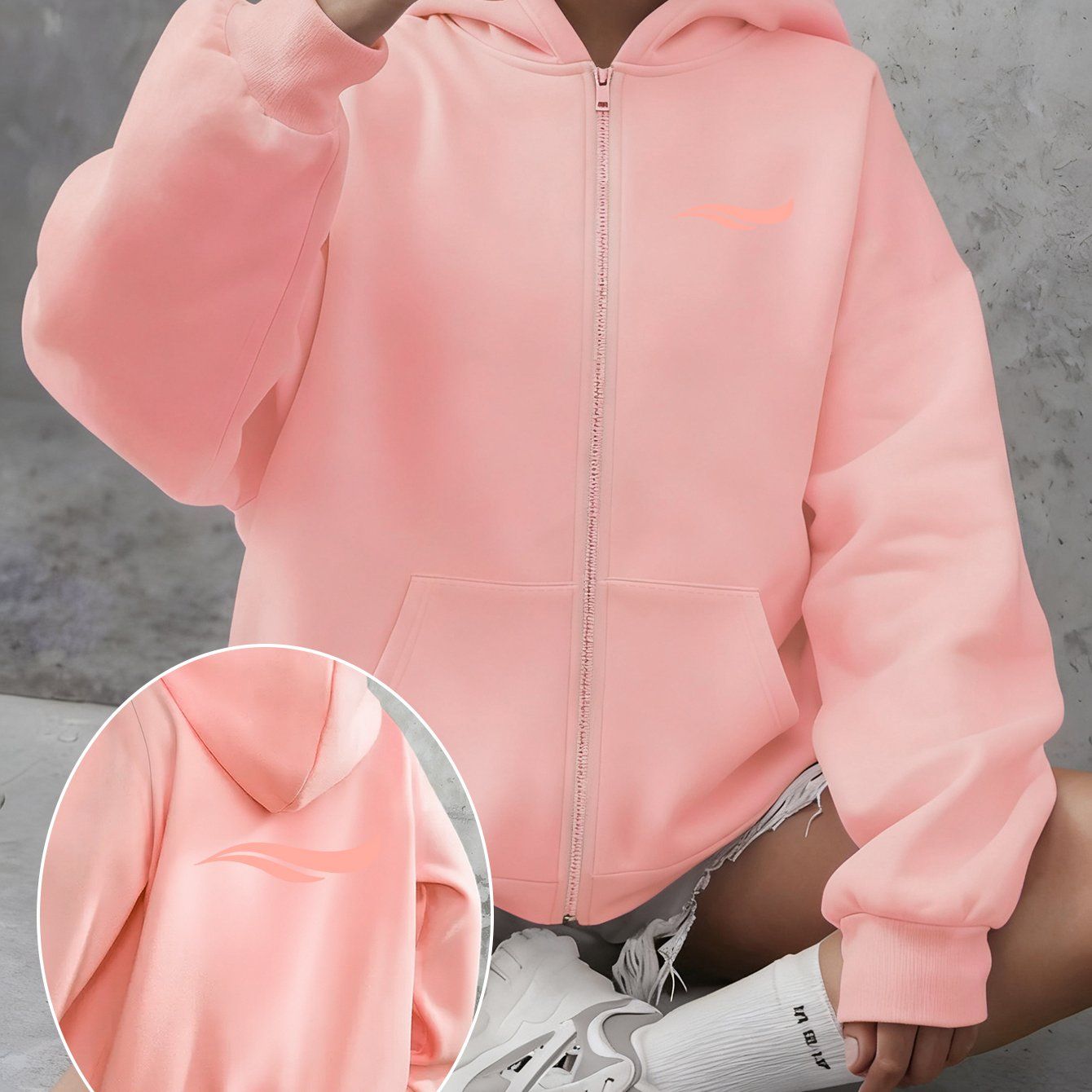 Y2K Casual Style Zip-Up Hoodie with Hat - Fashionable And Comfortable Zip-Up Jacket with Pockets, Elegant Casual Sexy Style, And, Suitable for Spring Summer Autumn Winter Daily Festive Travel Women'S Clothing One-Piece Women'S Clothing Women'S