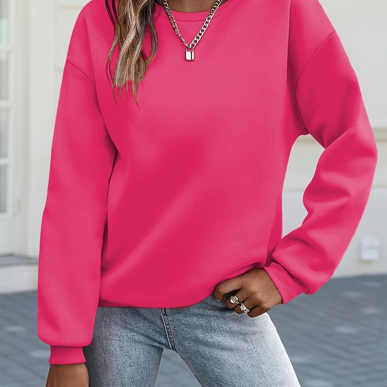 Y2K Casual Sweatshirt for Women - Cozy Long Sleeve Pullover Hoodie   OAXG Black / S