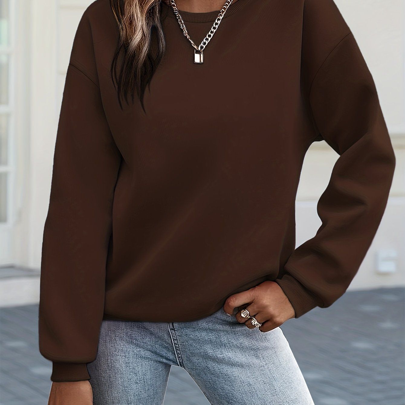 Y2K Casual Sweatshirt for Women - Cozy Long Sleeve Pullover Hoodie   OAXG Black / S