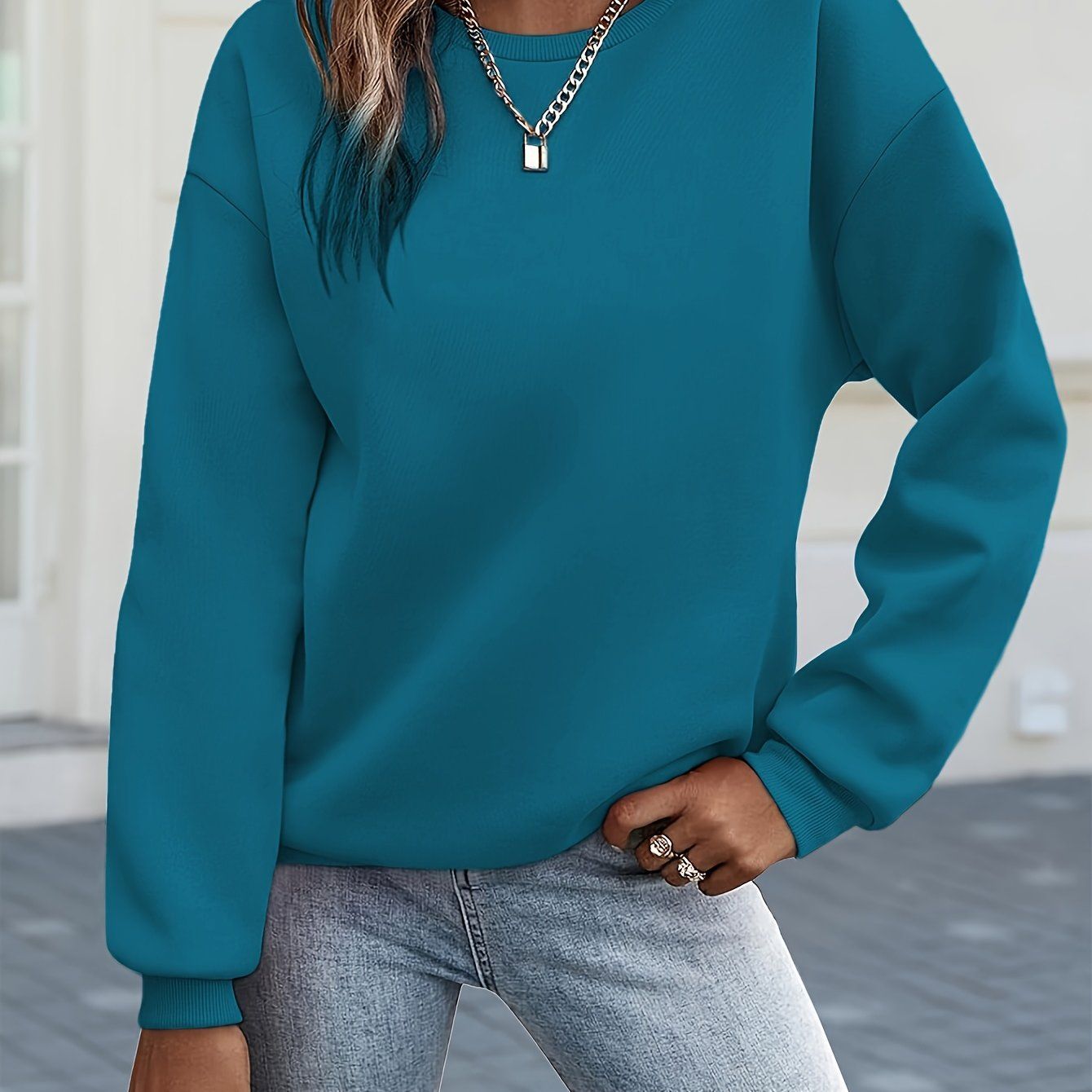 Y2K Casual Sweatshirt for Women - Cozy Long Sleeve Pullover Hoodie   OAXG Black / S