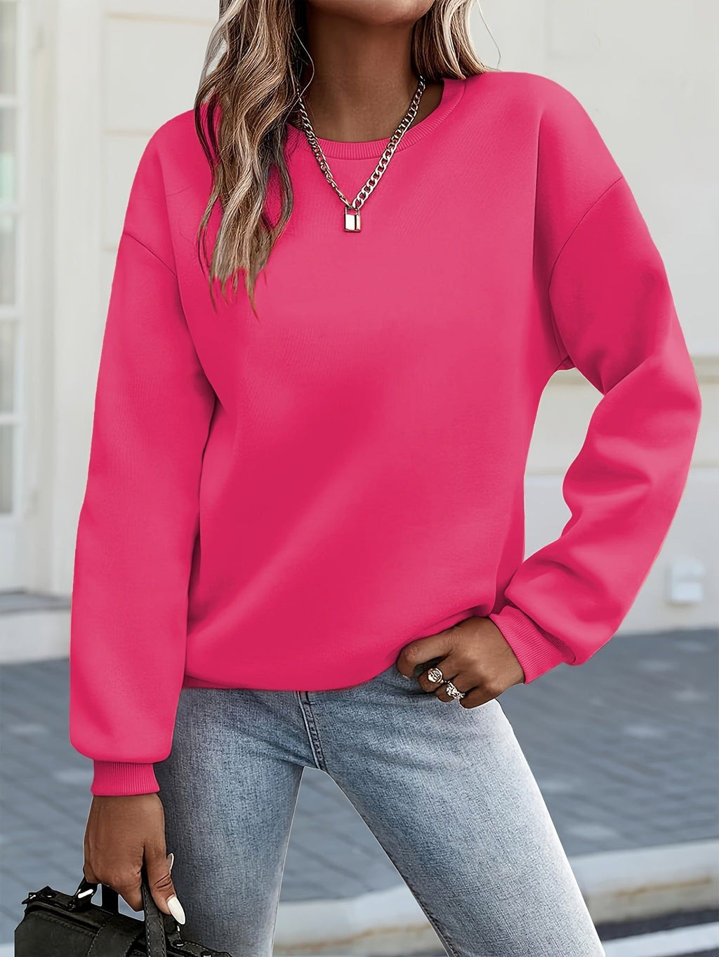 Y2K Casual Sweatshirt for Women - Cozy Long Sleeve Pullover Hoodie   OAXG Black / S