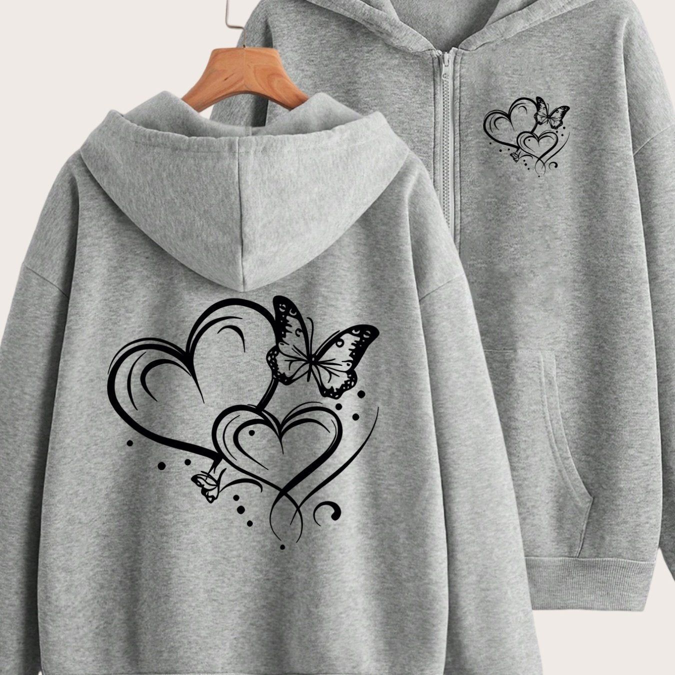 Y2K Floral Print Zip Hoodie - Comfortable & Stylish Casual Wear   OAXG Grey / S
