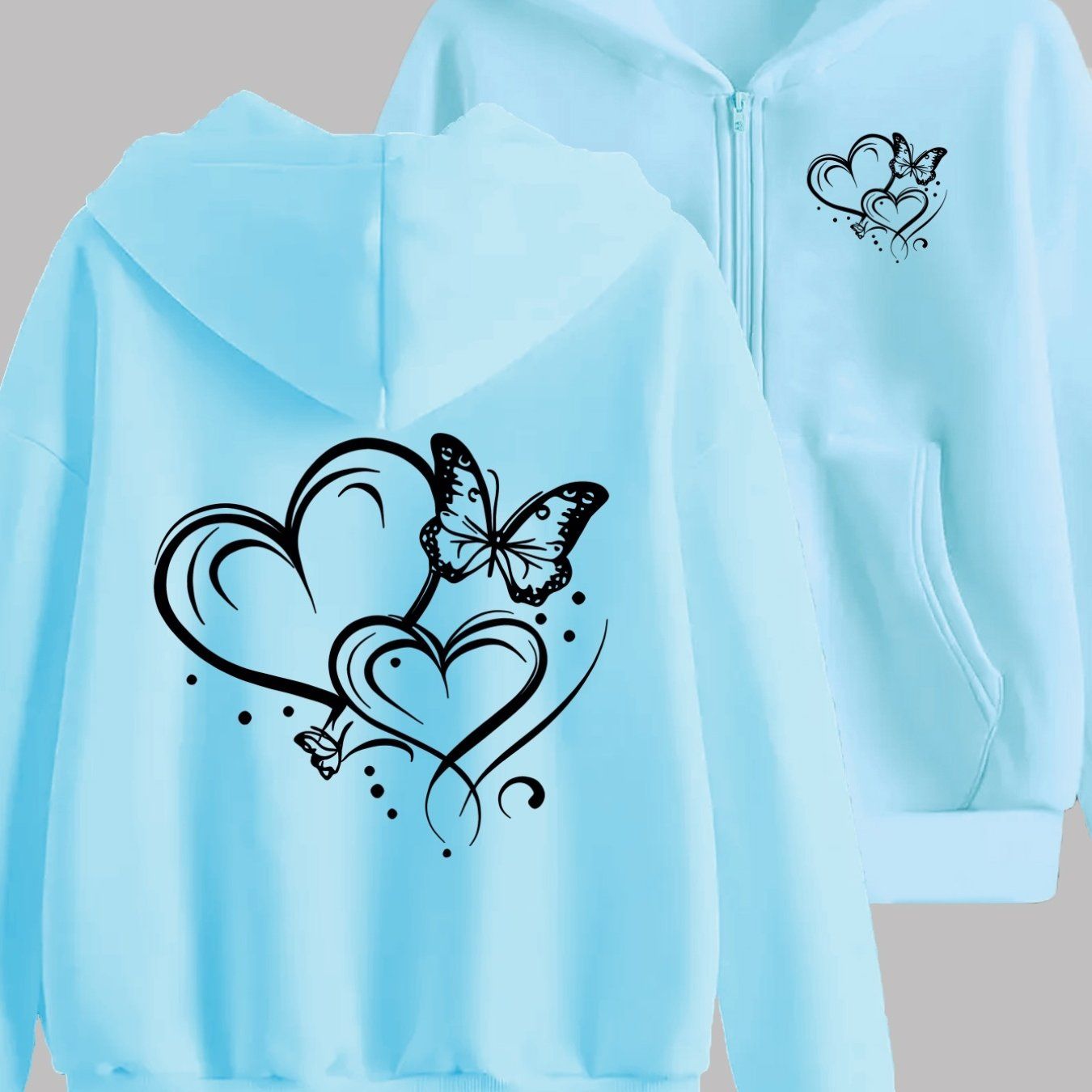 Y2K Floral Print Zip Hoodie - Comfortable & Stylish Casual Wear   OAXG Grey / S