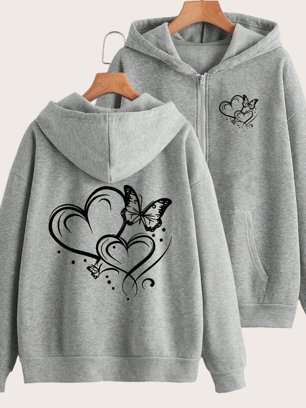 Y2K Floral Print Zip Hoodie - Comfortable & Stylish Casual Wear   OAXG Grey / S
