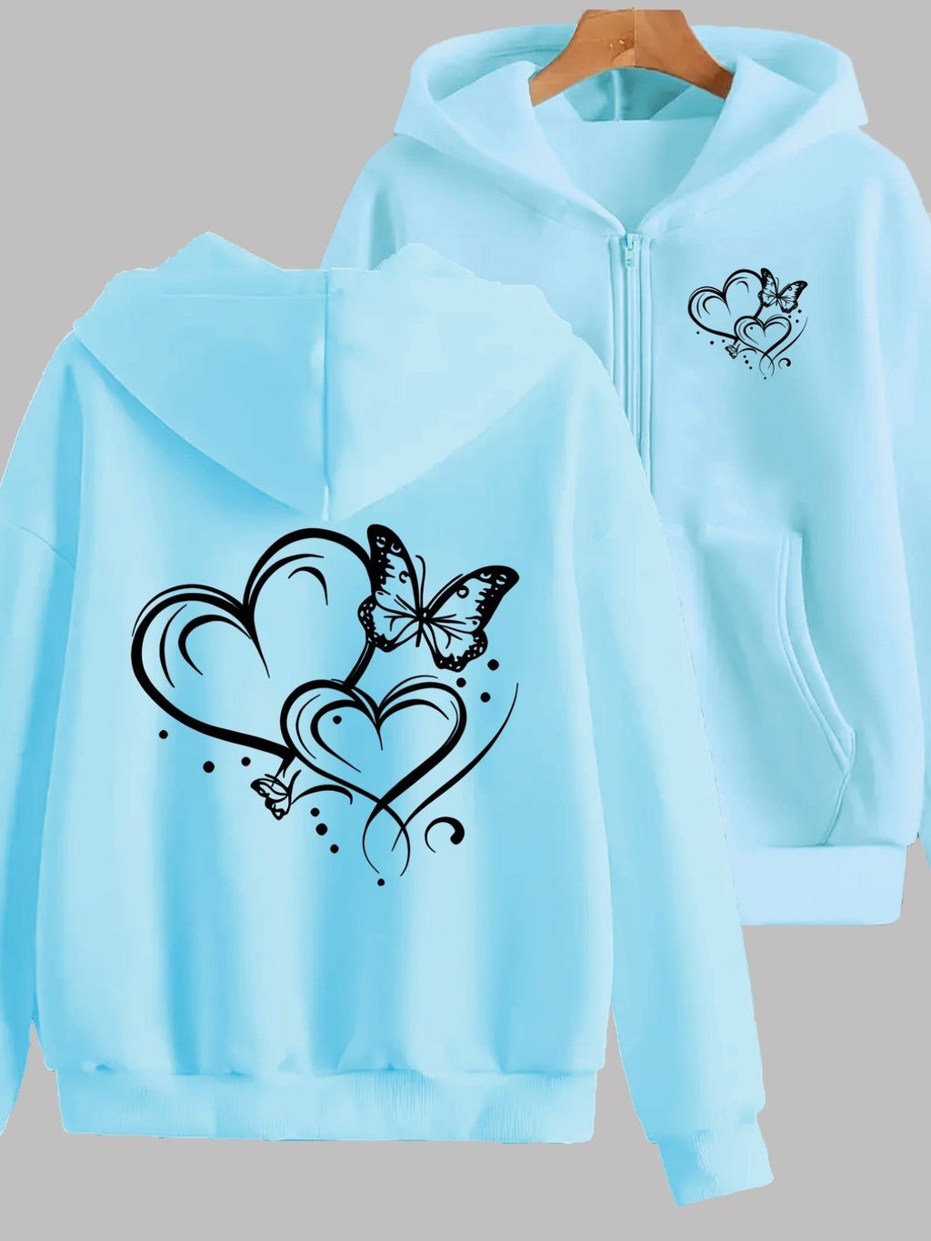 Y2K Floral Print Zip Hoodie - Comfortable & Stylish Casual Wear   OAXG Grey / S