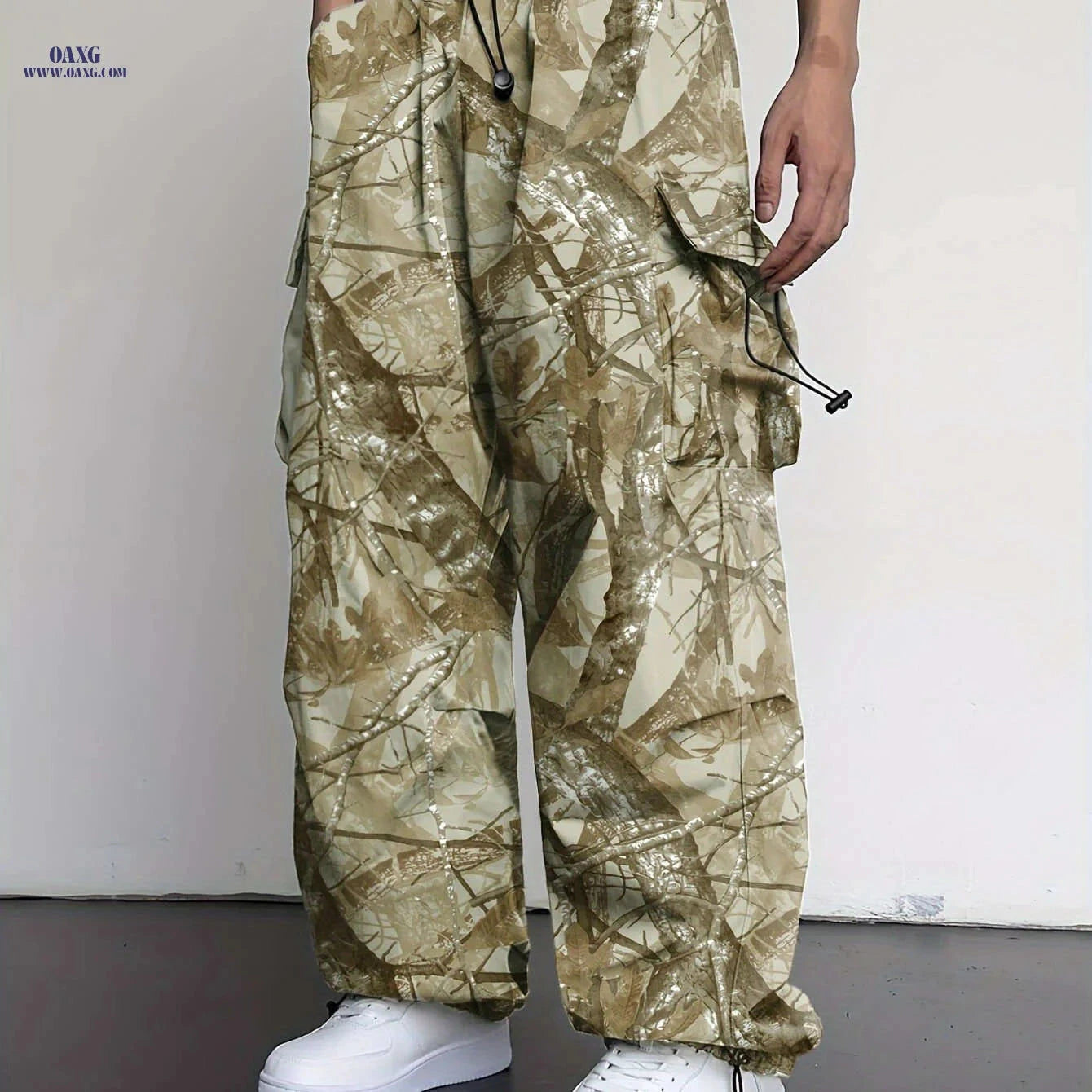 Y2K-Inspired Men's Camo Cargo Pants - Loose Fit for Casual Workwear   OAXG Color 1 / FR S
