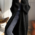 Y2K Long Cardigan Sweater with Long Sleeves   OAXG Black / XS