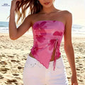 Y2K Off the Shoulder Floral Jersey Bodysuit - All Seasons Style   OAXG Pink Red / XS