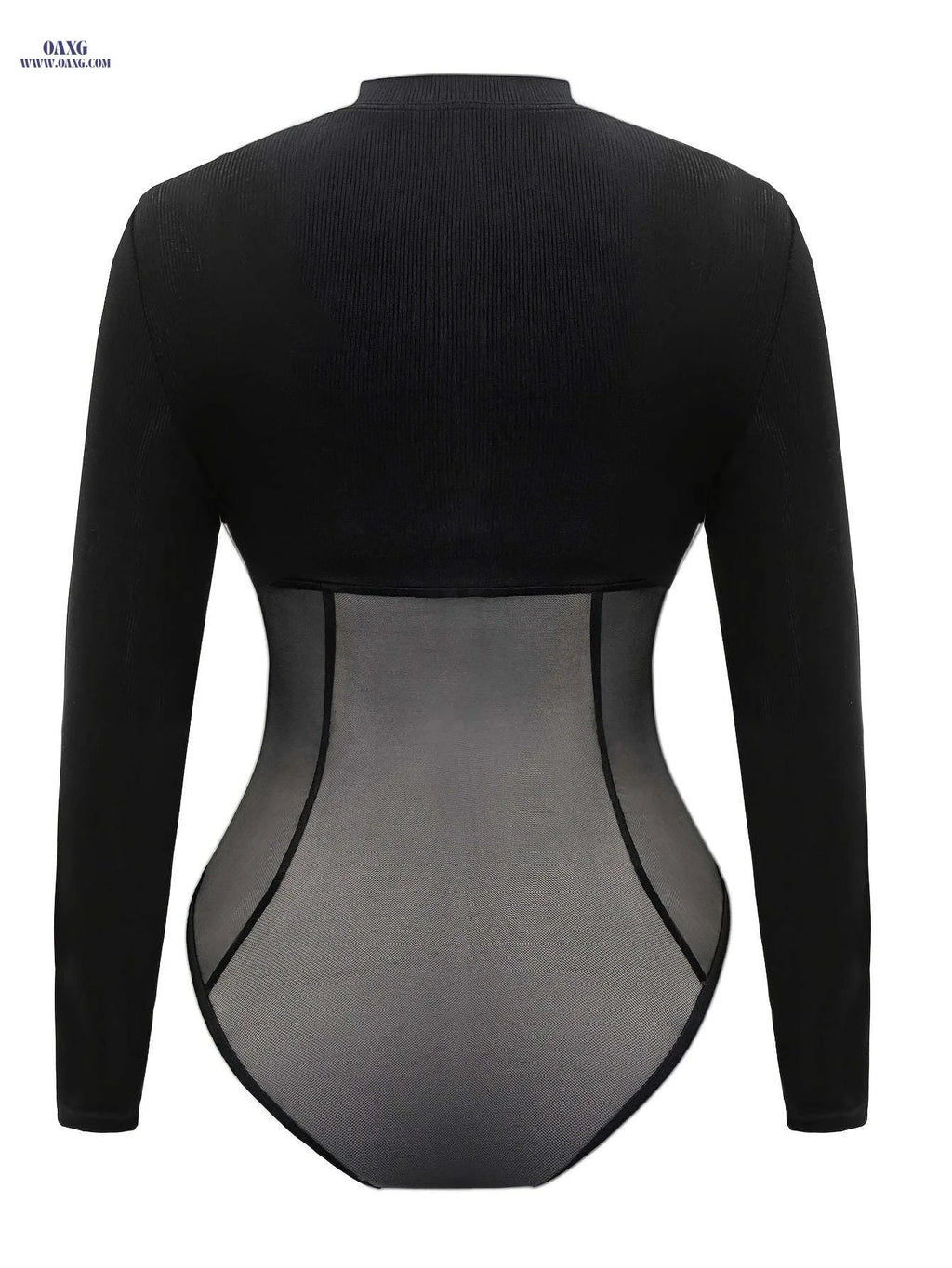 Y2K Ribbed Long Sleeve Bodysuit - Slim Fit with Tassel Detail   OAXG Black / S