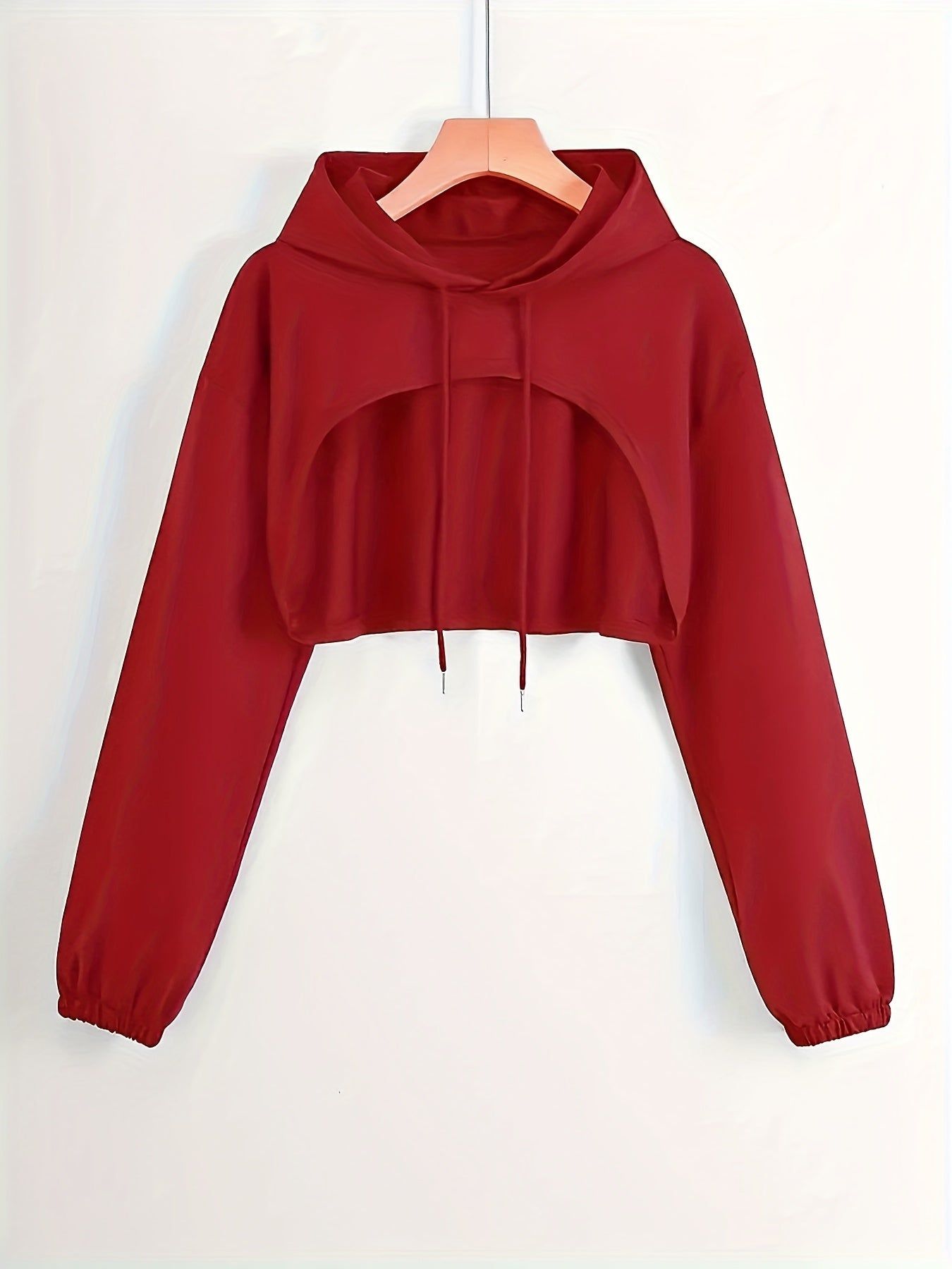Y2K Solid Color American-Style Hoodie for Trendy, Fashionable Top for Spring, Summer, And Autumn 2024, Perfect for Street Style And Casual Sports   OAXG Black / XS