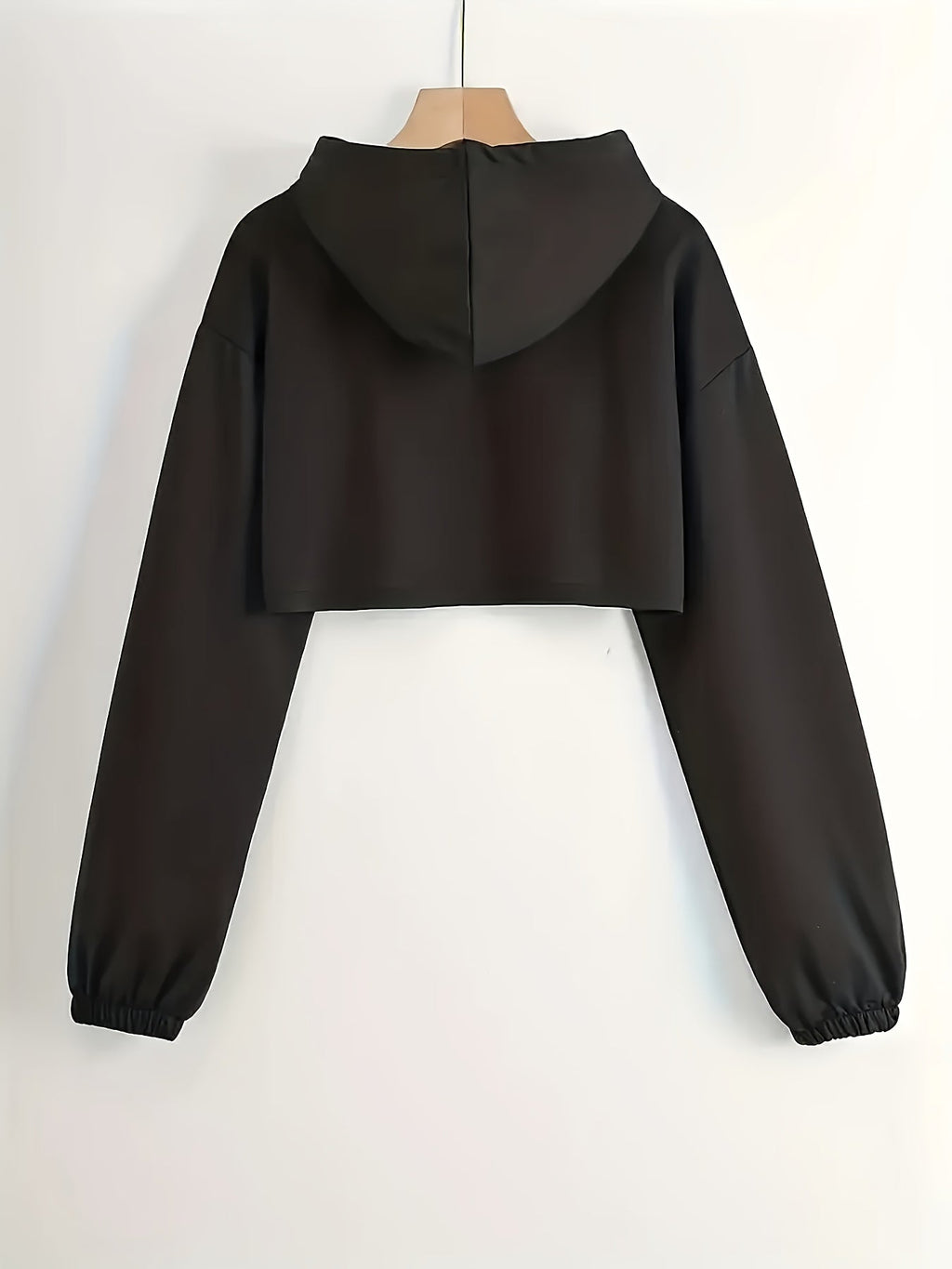 Y2K Solid Color American-Style Hoodie for Trendy, Fashionable Top for Spring, Summer, And Autumn 2024, Perfect for Street Style And Casual Sports   OAXG Black / XS
