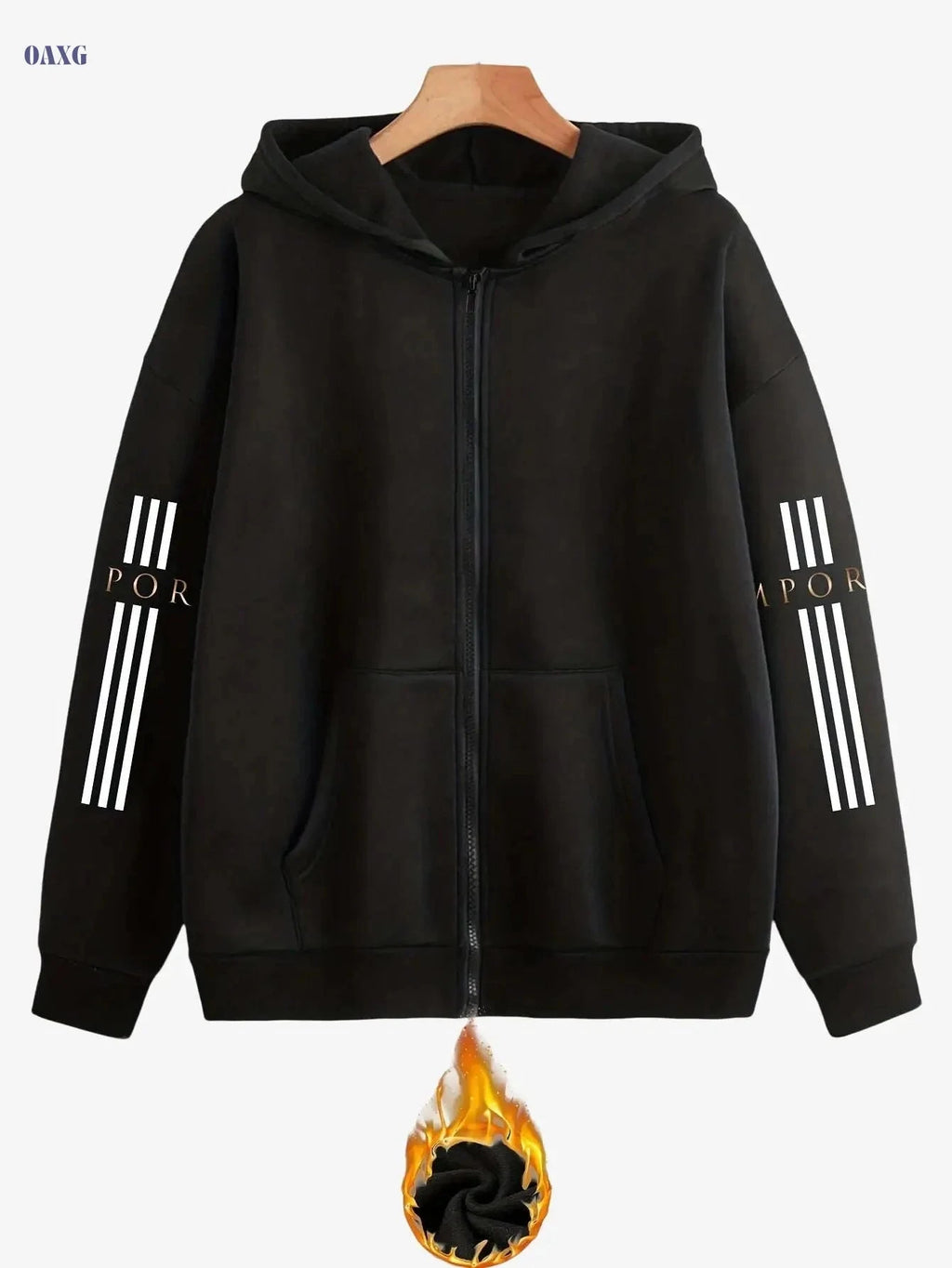 Y2K Zip-Up Hoodie - Artistic Letter Print, Casual Spring Fashion   OAXG 