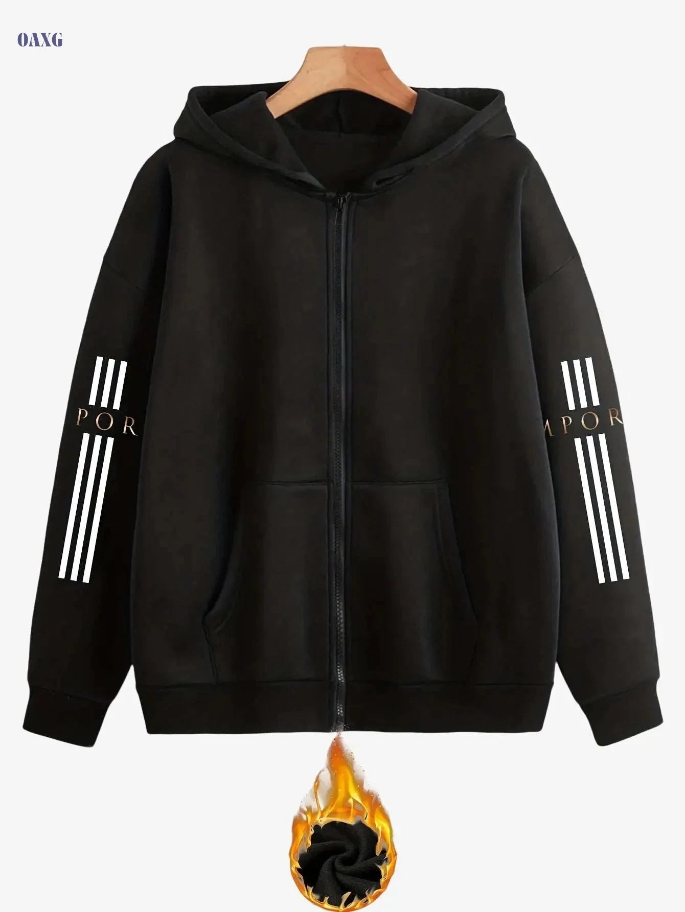 Y2K Zip-Up Hoodie - Artistic Letter Print, Casual Spring Fashion   OAXG 