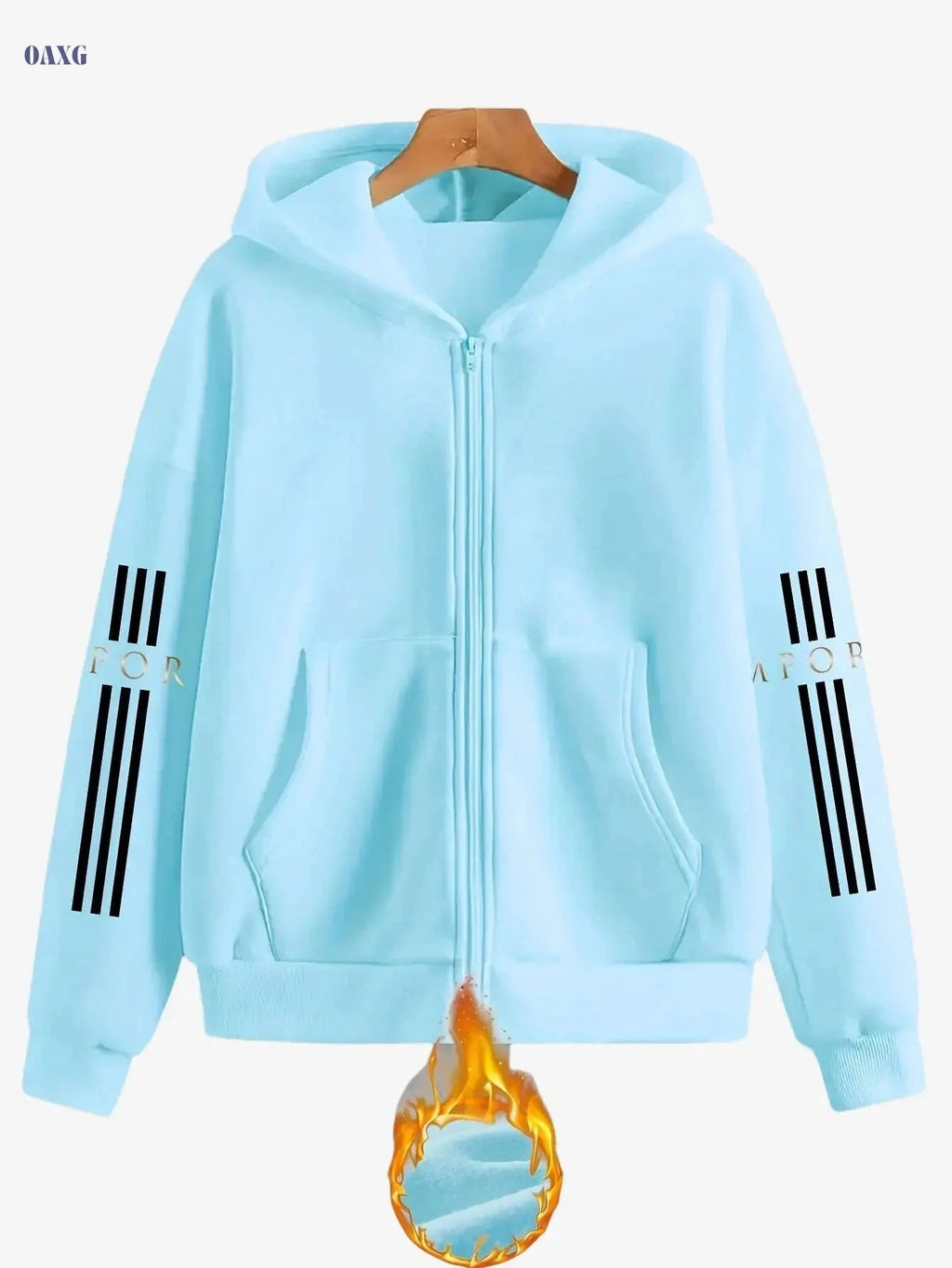 Y2K Zip-Up Hoodie - Artistic Letter Print, Casual Spring Fashion   OAXG 