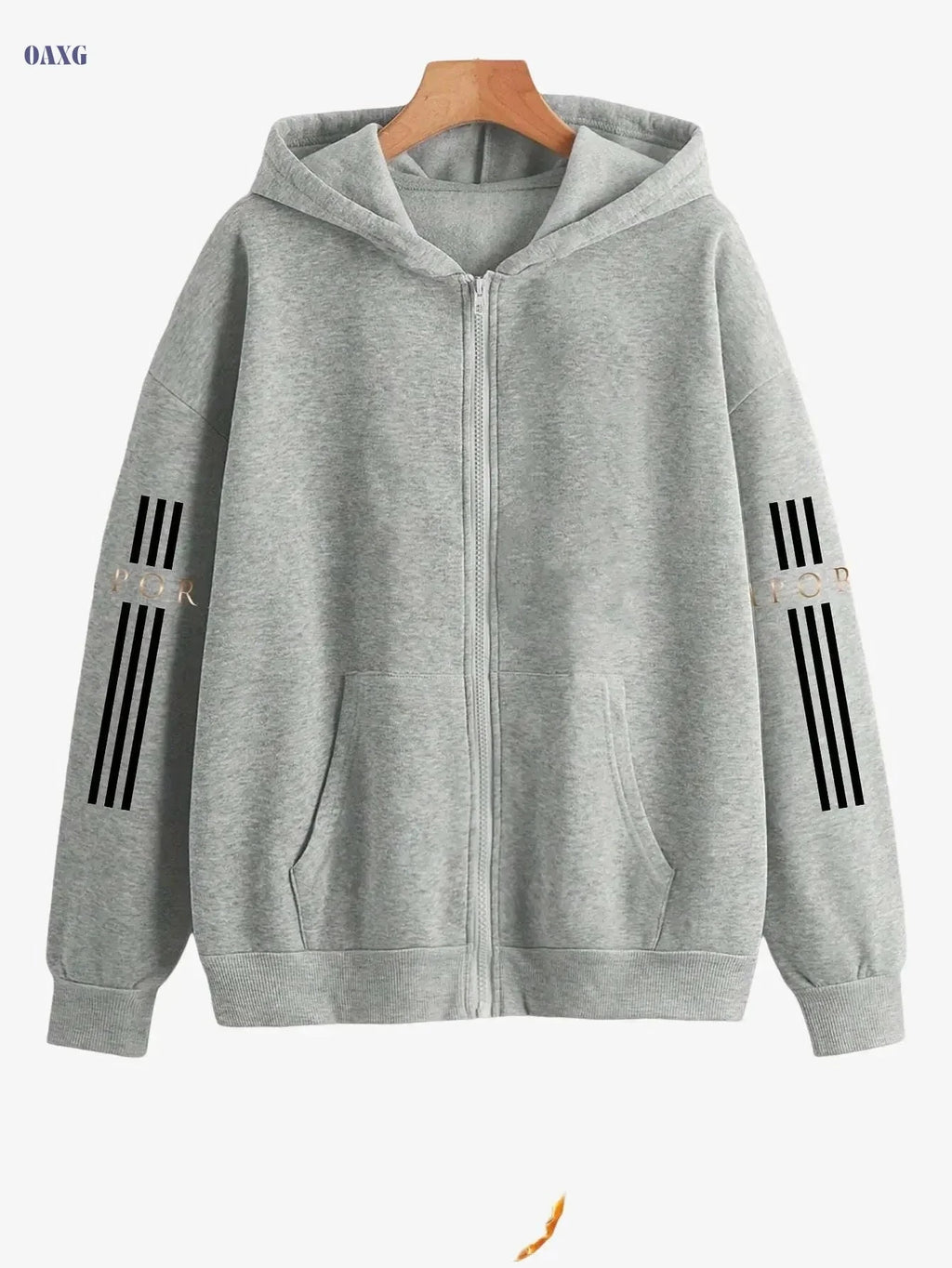 Y2K Zip-Up Hoodie - Artistic Letter Print, Casual Spring Fashion   OAXG 
