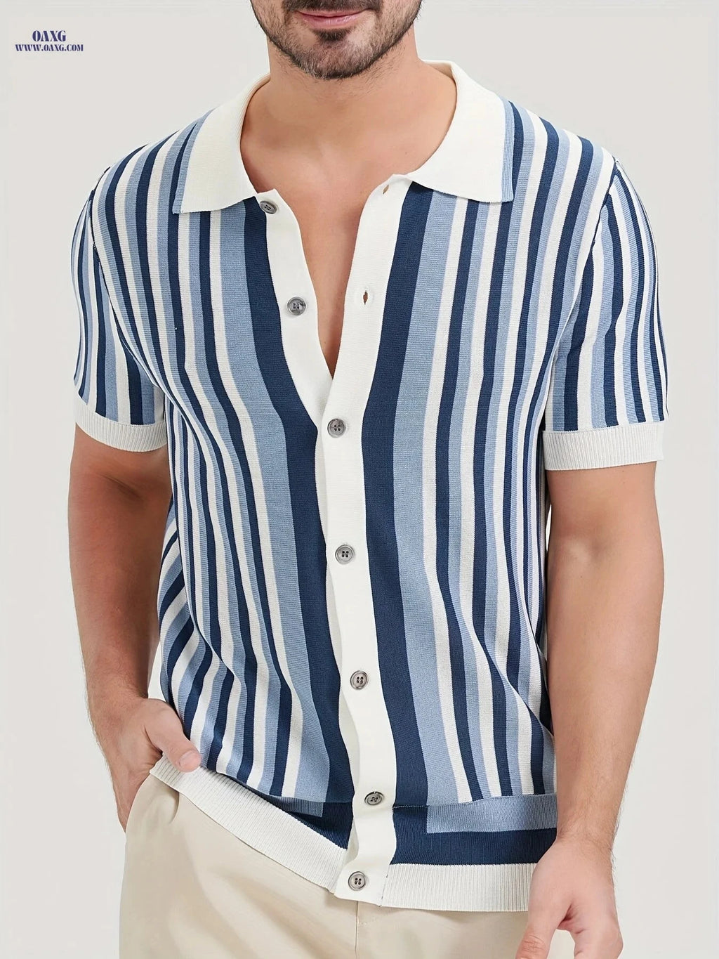 YFOF Men's Striped Knit Shirt - Cool Summer Polo for Casual Wear   OAXG 