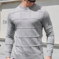 YFOF Men's Vintage Geometric Crew Neck Sweater - Casual Autumn Layer   OAXG Light Grey / FR S
