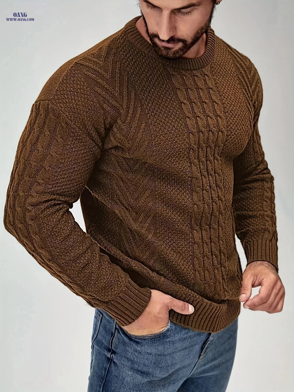 YFOF Men's Warm Winter Sweater - Soft Knit Crew Neck Pullover   OAXG 