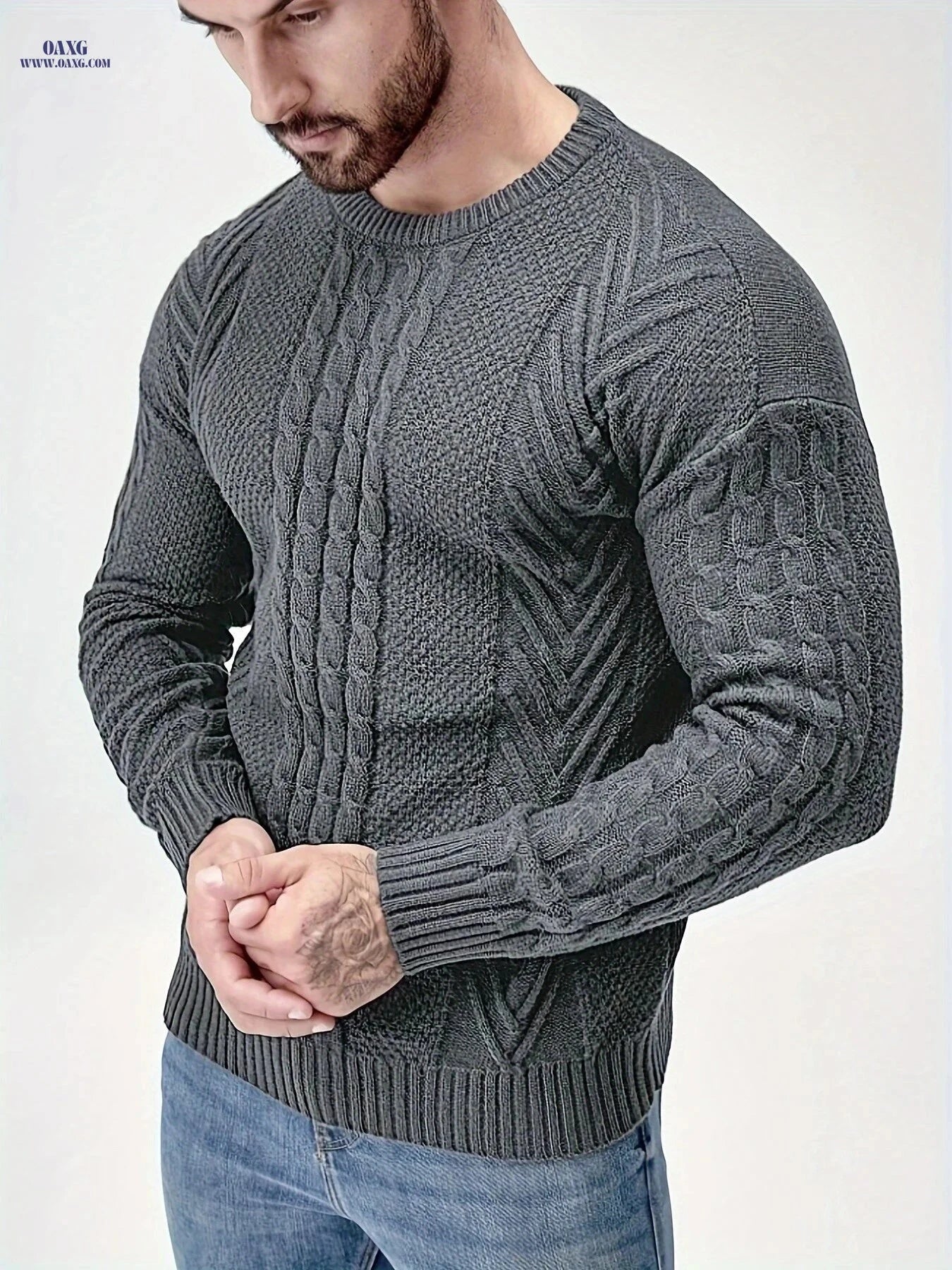 YFOF Men's Warm Winter Sweater - Soft Knit Crew Neck Pullover   OAXG 