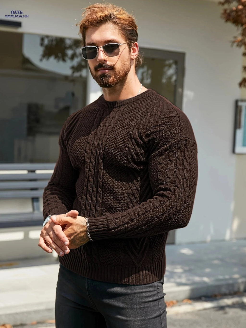 YFOF Men's Warm Winter Sweater - Soft Knit Crew Neck Pullover   OAXG Dark Green / FR S