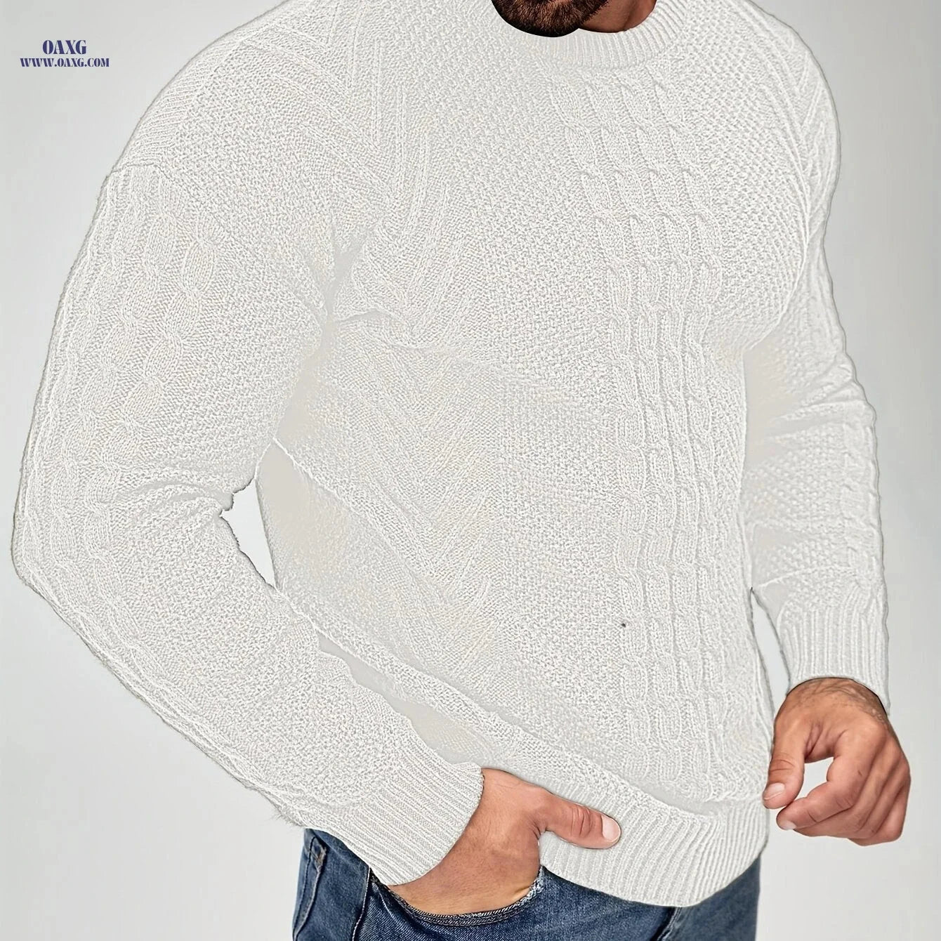 YFOF Men's Warm Winter Sweater - Soft Knit Crew Neck Pullover   OAXG Dark Green / FR S