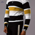 YFOF Striped Color-Blocked Pullover Sweater - Casual Knit for Fall   OAXG 