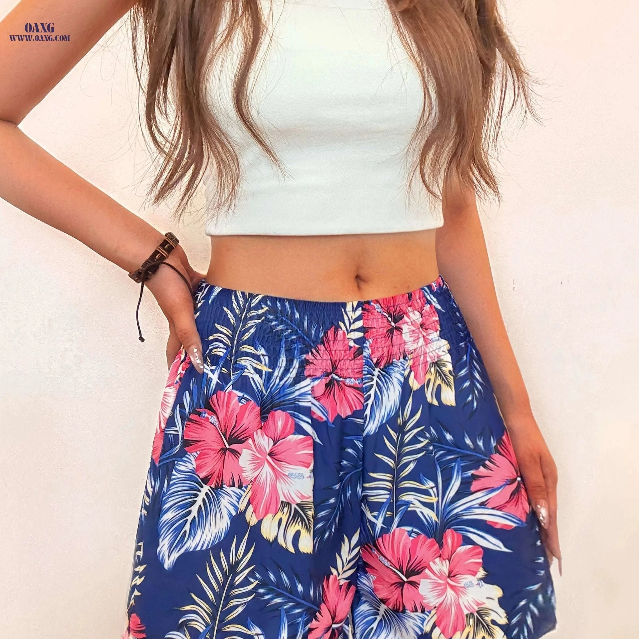 YY0208087 Summer Floral Print Shorts - Loose-Fitting & Comfortable   OAXG 