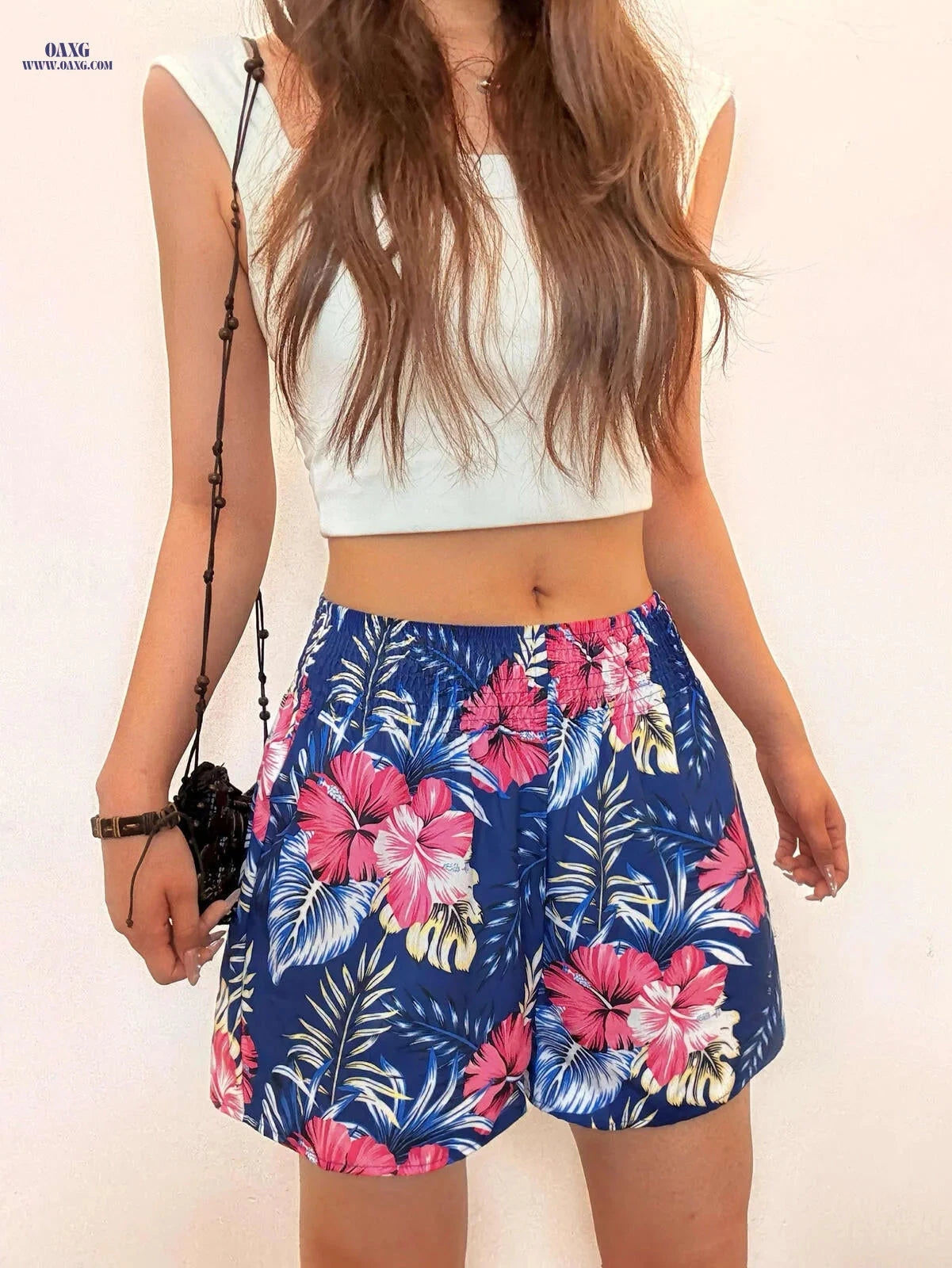 YY0208087 Summer Floral Print Shorts - Loose-Fitting & Comfortable   OAXG 