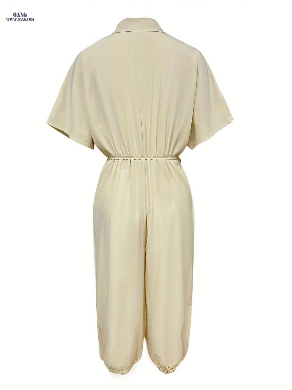 YY0307042 Lace-Up Collar Jumpsuit - Loose Fit for Spring/Summer   OAXG 