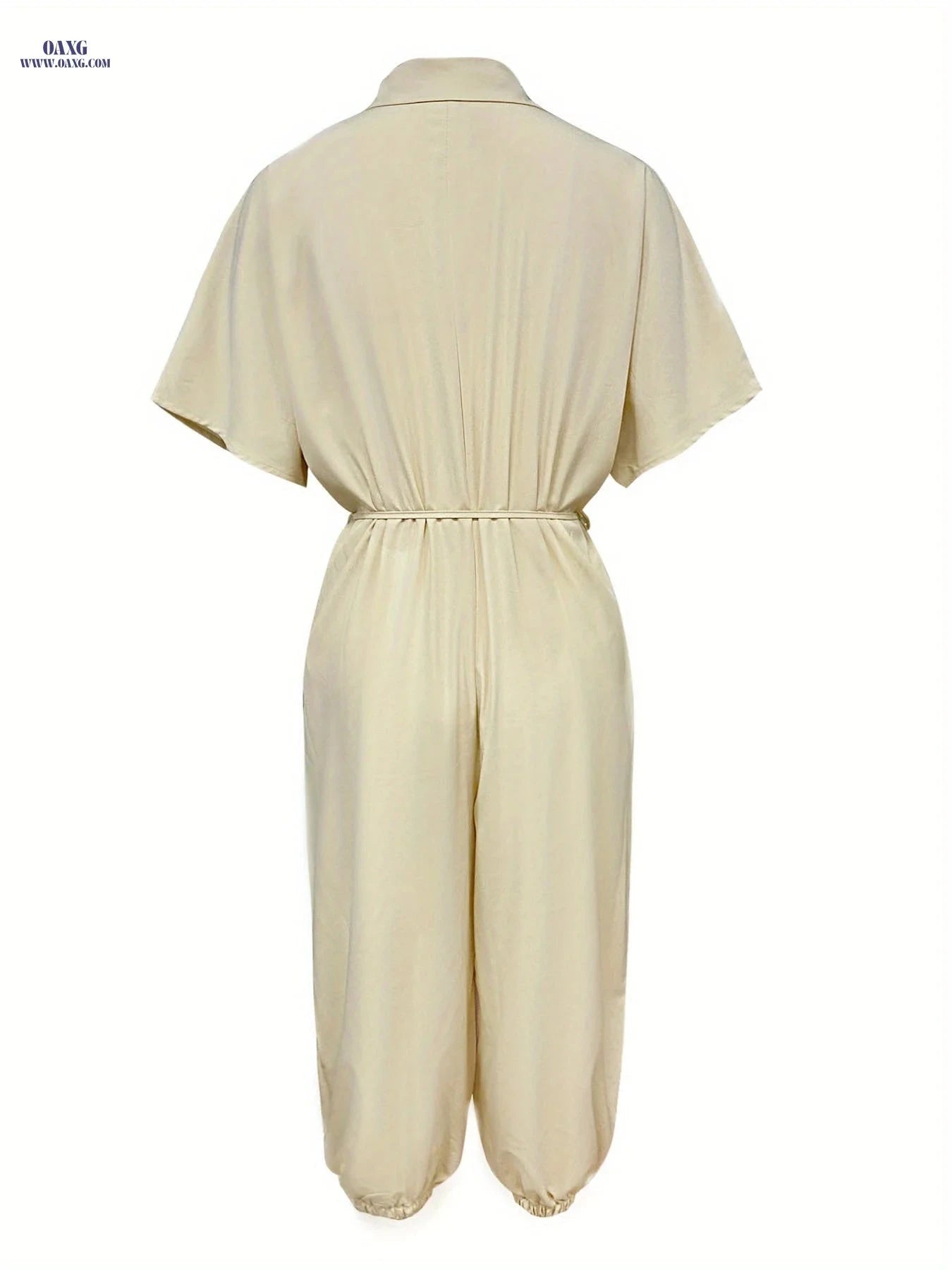 YY0307042 Lace-Up Collar Jumpsuit - Loose Fit for Spring/Summer   OAXG 