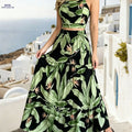 YY260118132 Plant Print Women's Dress Set - High-Waisted A-Line Style   OAXG 