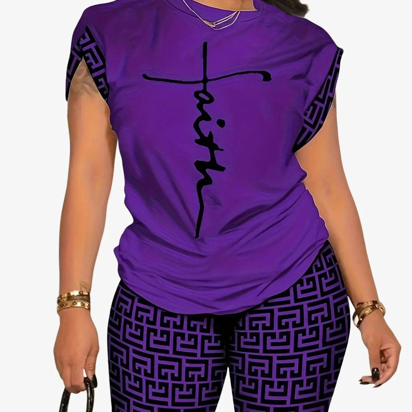 YZY013 Women's Geometric Print Top & Shorts Casual Ensemble   OAXG 