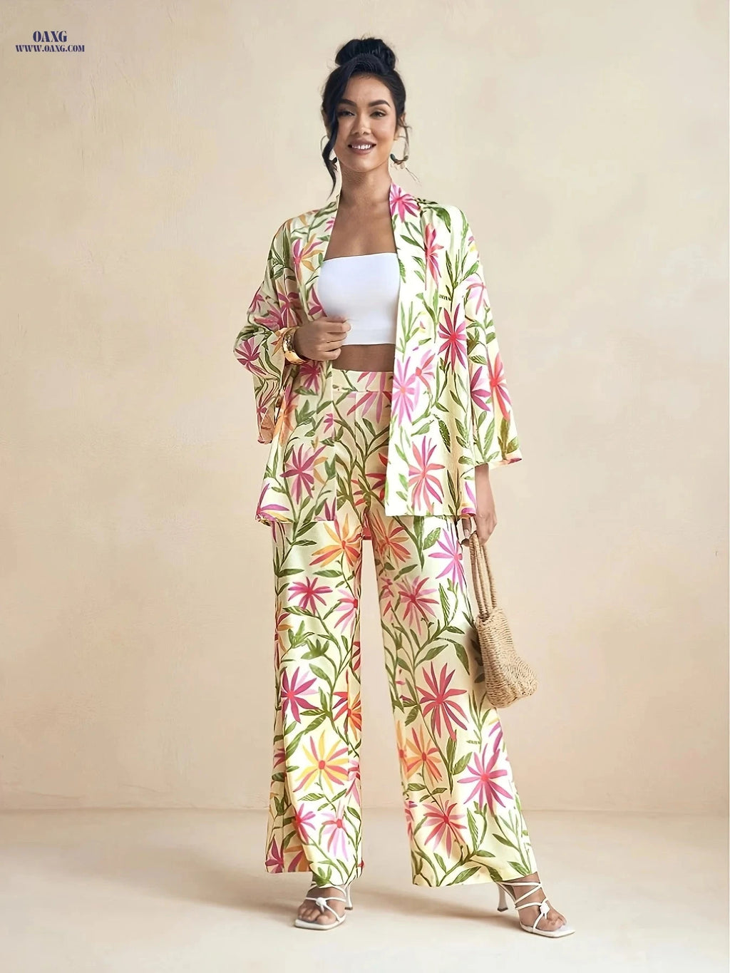ZD0625912 Autumn Casual Printed Outfit - 100% Polyester for Women   OAXG Pink / S