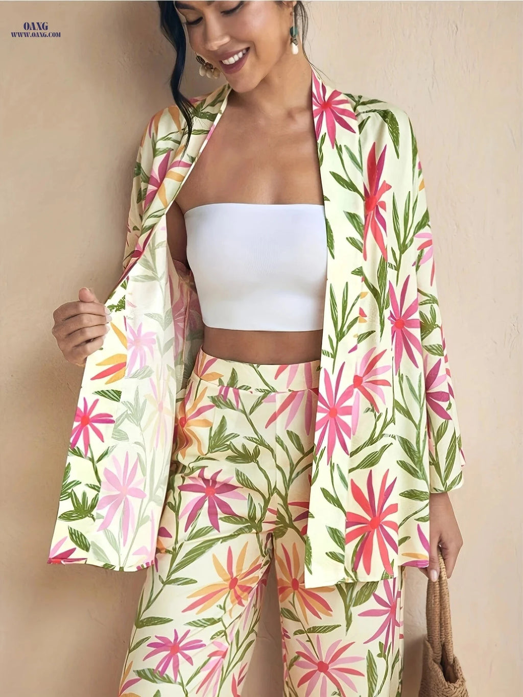 ZD0625912 Autumn Casual Printed Outfit - 100% Polyester for Women   OAXG Pink / S