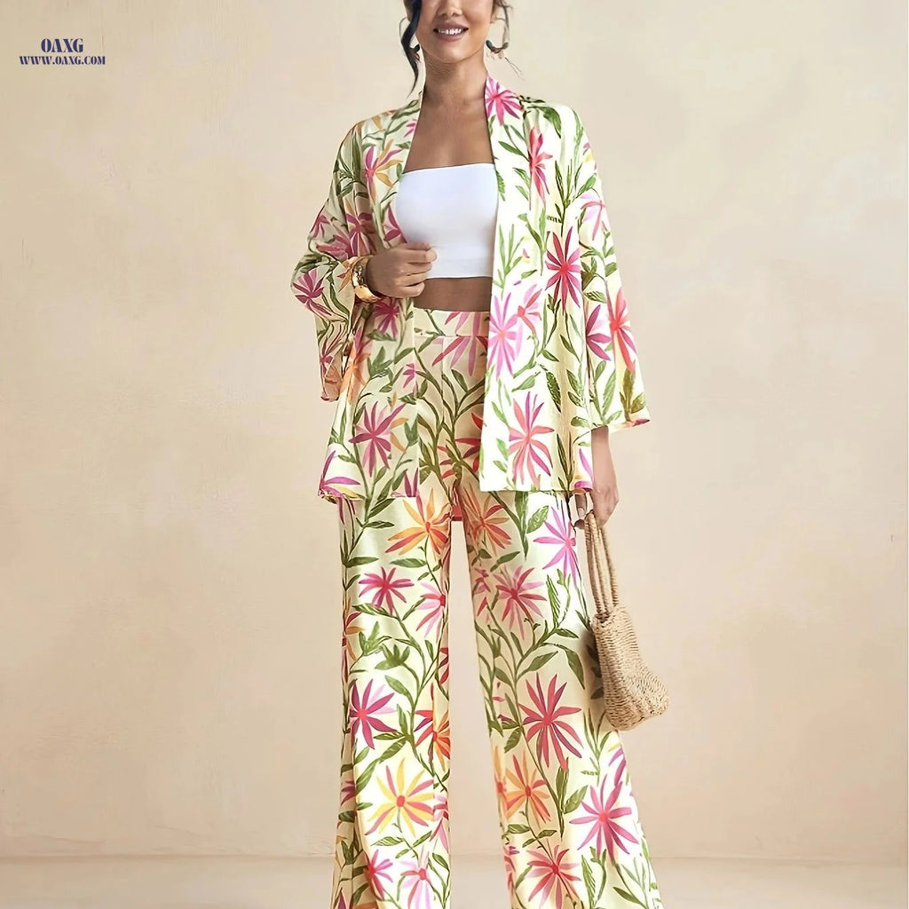 ZD0625912 Autumn Casual Printed Outfit - 100% Polyester for Women   OAXG Pink / S
