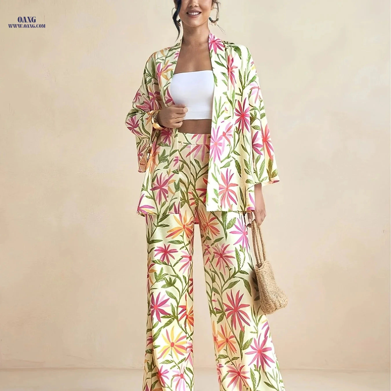 ZD0625912 Autumn Casual Printed Outfit - 100% Polyester for Women   OAXG Pink / S