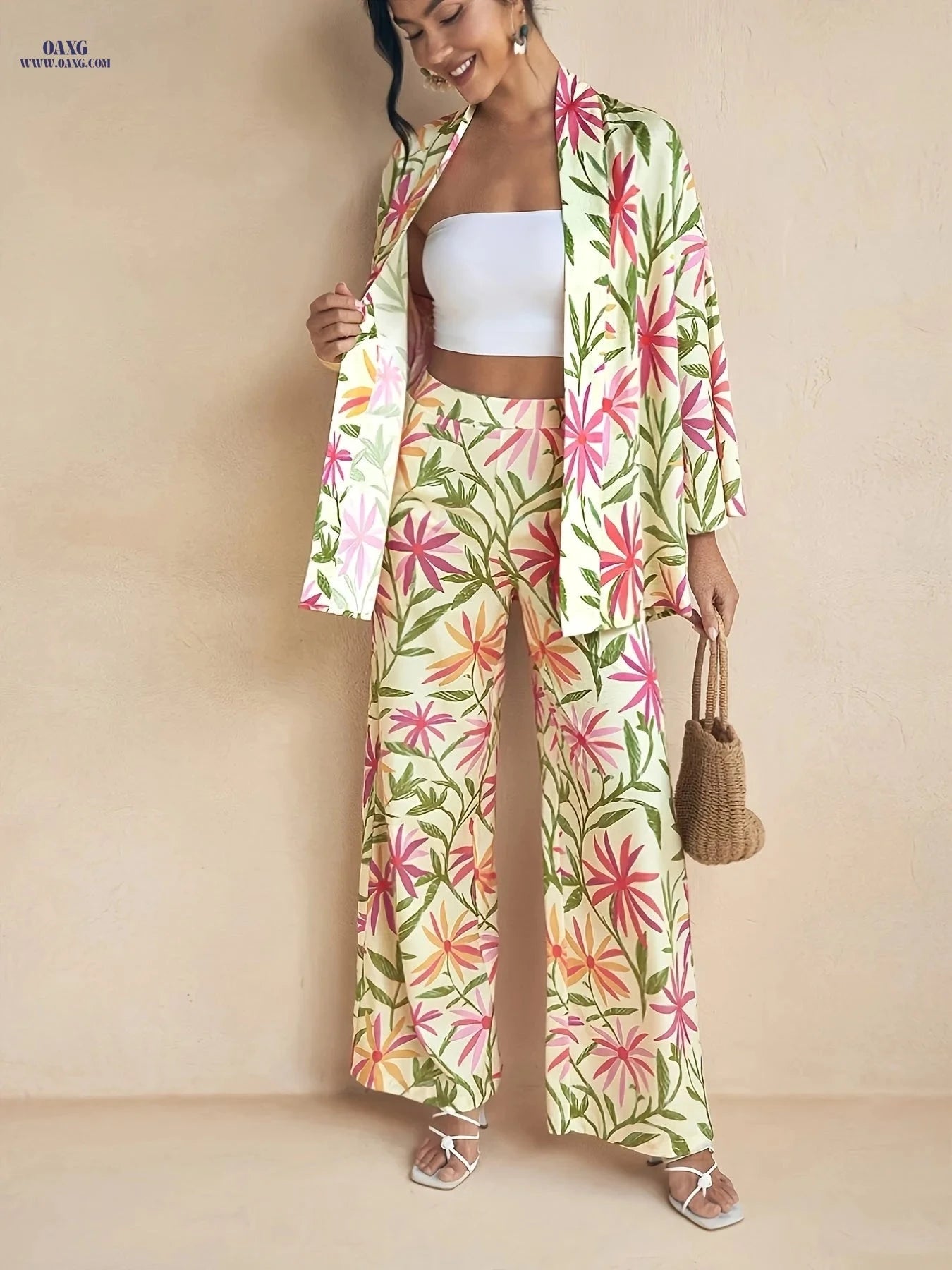 ZD0625912 Autumn Casual Printed Outfit - 100% Polyester for Women   OAXG Pink / S