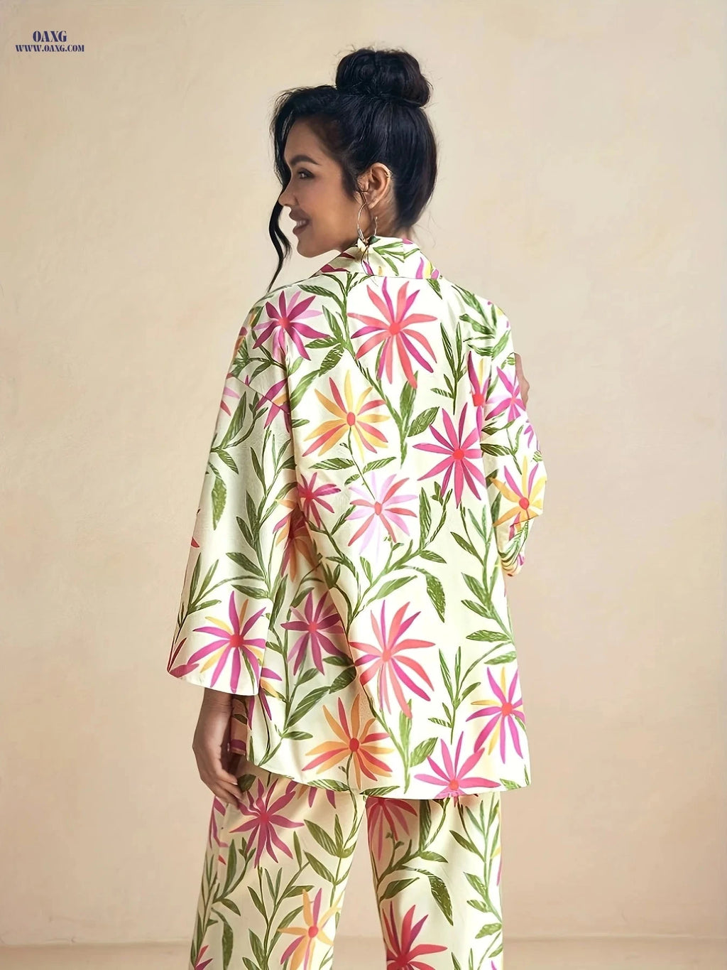 ZD0625912 Autumn Casual Printed Outfit - 100% Polyester for Women   OAXG Pink / S