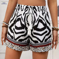 Zebra Print Casual Shorts - Color Block Design for Everyday Wear   OAXG 