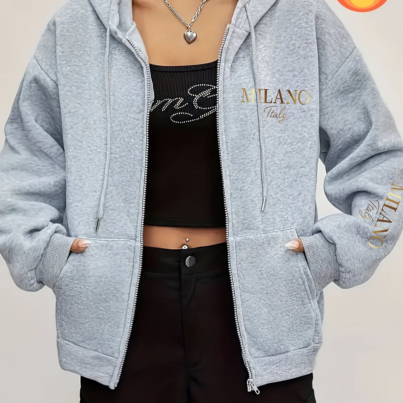 Zipper Sweatshirt Thick Fleece Hooded Women'S, Warm Comfortable Printed Letter Top Sweatshirt Jacket, with Drawstring Hood, Kangaroo Pocket, Casual Outing, Fall Winter Warm Pullover Long Sleeve Sweatshirt   OAXG White / S